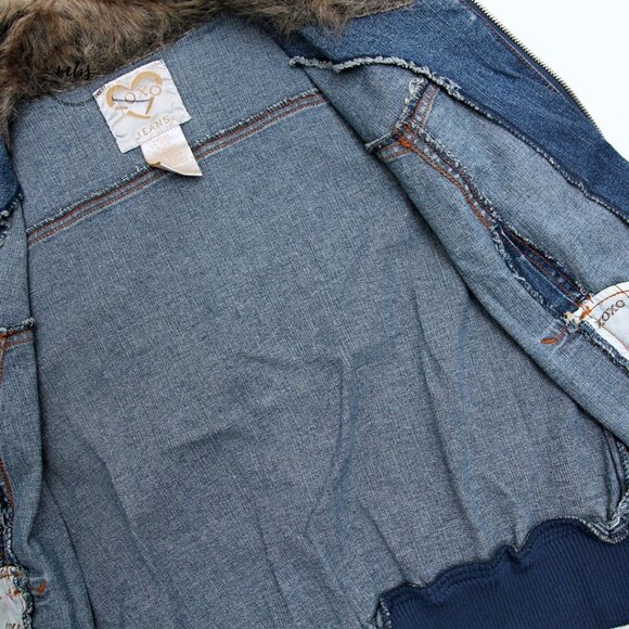 XOXO Denim Faux Fur  Cropped Jacket - Picture 8 of 10